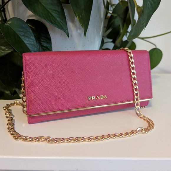 Pink Prada long wallet with gold bar - Picture 1 of 16